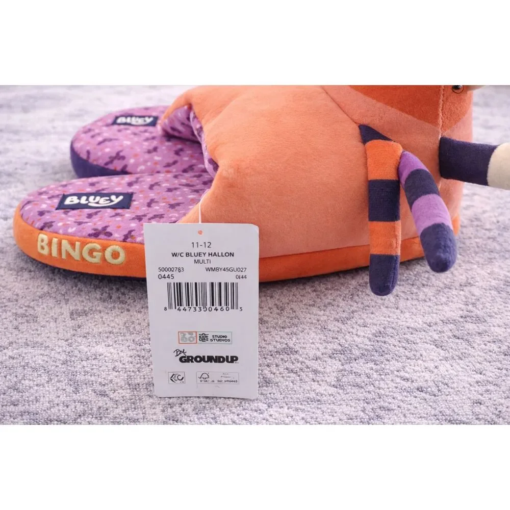 Bluey & Bingo Kids Plush Slippers Size 11-12 Soft Cozy Cartoon House Shoes